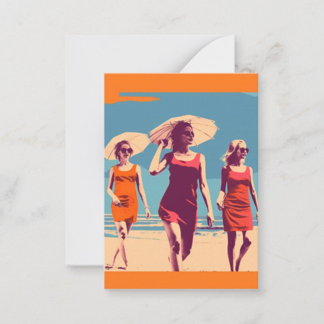 Vintage inspired, retro beach scene  card (Front)