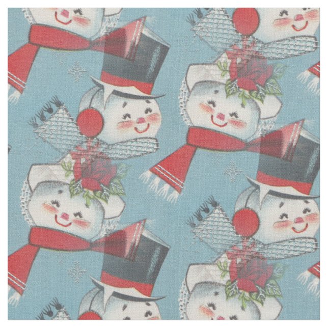 Vintage Inspired Snowmen Print Fabric (Close Up)