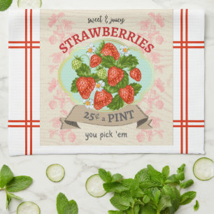 Vintage Inspired Strawberry Kitchen Towel