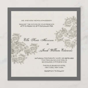 Vintage Inspired Wedding Invite // Charcoal