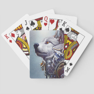 Vintage-Inspired Wolf Head Art - Nostalgic Playing Cards