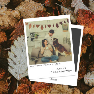 Vintage Instant Photo - Foil Fall Leaves Garland Holiday Card