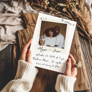 Vintage Instant Photo Handwritten Monogram Wedding Invitation