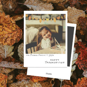 Vintage Instant Photo w/ Autumn Leaves Garland Holiday Card