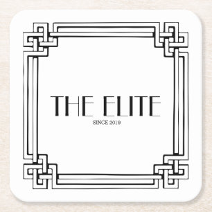 Vintage Interlocking Frame Personalized Square Paper Coaster