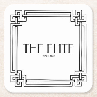 Vintage Interlocking Frame Personalized Square Paper Coaster