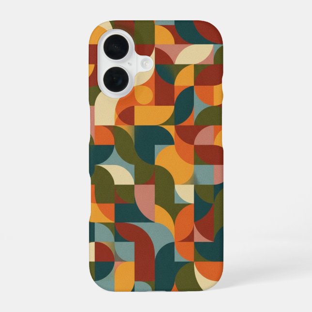 Vintage Interlocking Geometric Forms iPhone 16 Case (Back)