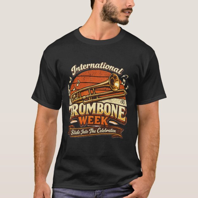 Vintage International Trombone Week Trombone Playe T-Shirt (Front)