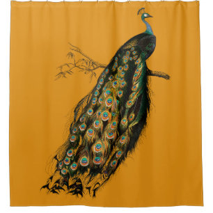 Vintage Intricate Peacock Mustard Yellow