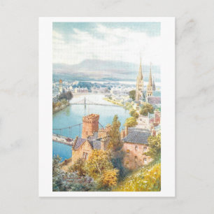 Vintage Inverness from Castle Hill, Scotland Postcard
