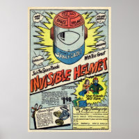 Vintage Invisible Helmet Advertisement Art