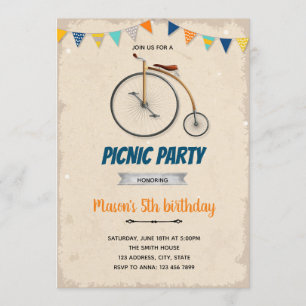 Vintage invitation à thème d'anniversaire vélo