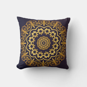 Vintage Invitation card with Mandala pattern. Deco Throw Pillow