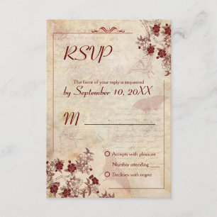 Vintage invitation RSVP de mariage en fleur de cer