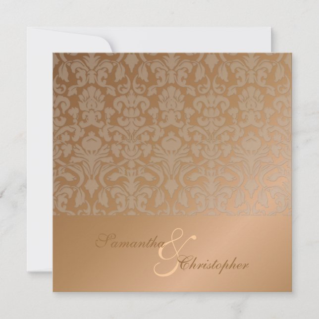 Vintage + Invitations Mariage damassé romantiques (Devant)