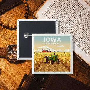 Vintage Iowa 2 Inch Square Button
