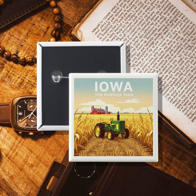 Vintage Iowa 2 Inch Square Button (Creator Uploaded)