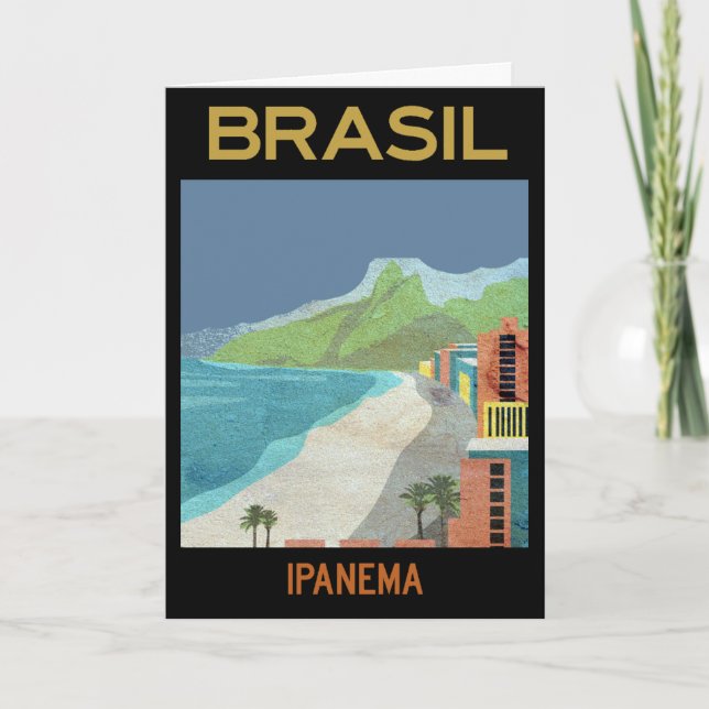 Vintage Ipanema Brazil Beach Travel Postcard (Front)