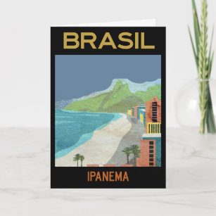 Vintage Ipanema Brazil Beach Travel Postcard