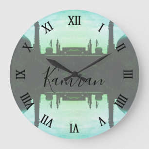 Vintage Iran Qom Mosque of Fatima Large Clock