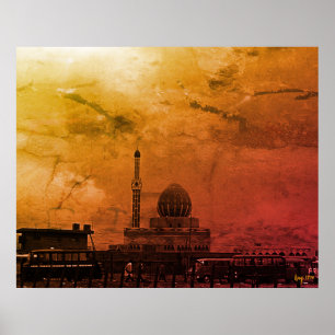 Vintage Iraq Baghdad Buniya Mosque Poster