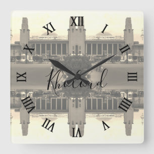 Vintage Iraq Baghdad central railway station  Square Wall Clock