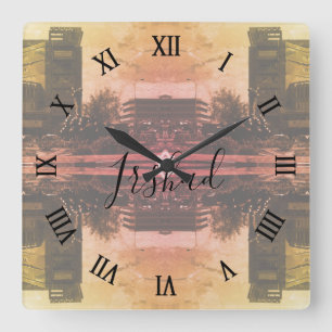 Vintage Iraq Baghdad fountain Square Wall Clock