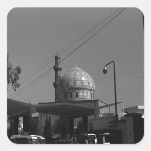 Vintage Iraq Baghdad Gas station at mosque 1970 Square Sticker