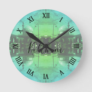 Vintage Iraq Baghdad Gas station at mosque Round Clock