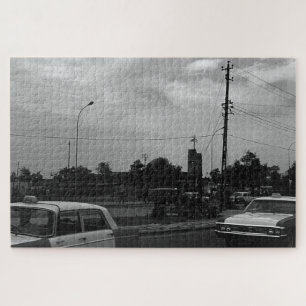 Vintage Iraq Baghdad street taxis Jigsaw Puzzle