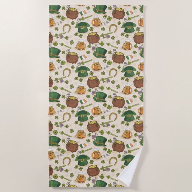 Vintage Ireland Icon Pattern Beach Towel (Front)