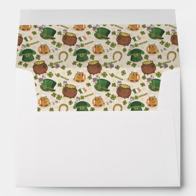 Vintage Ireland Icon Pattern Envelope (Back (Bottom))