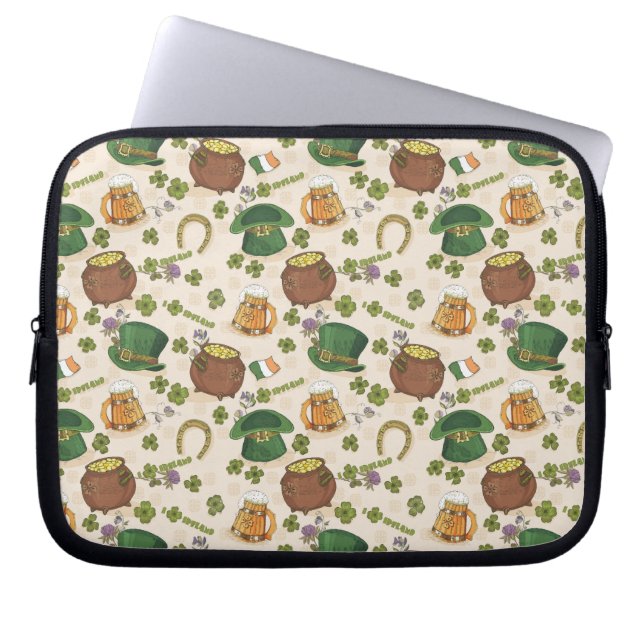 Vintage Ireland Icon Pattern Laptop Sleeve (Front)