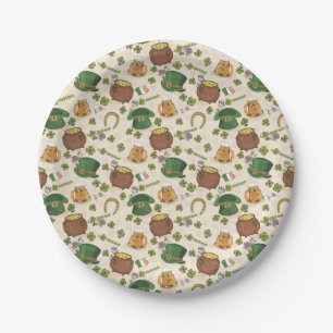 Vintage Ireland Icon Pattern Paper Plate