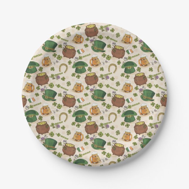 Vintage Ireland Icon Pattern Paper Plate (Front)
