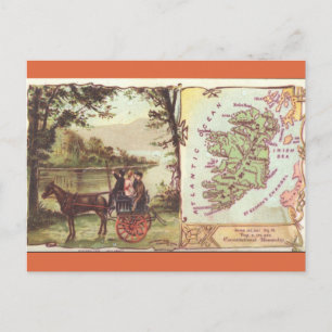 Vintage Ireland Map Postcard