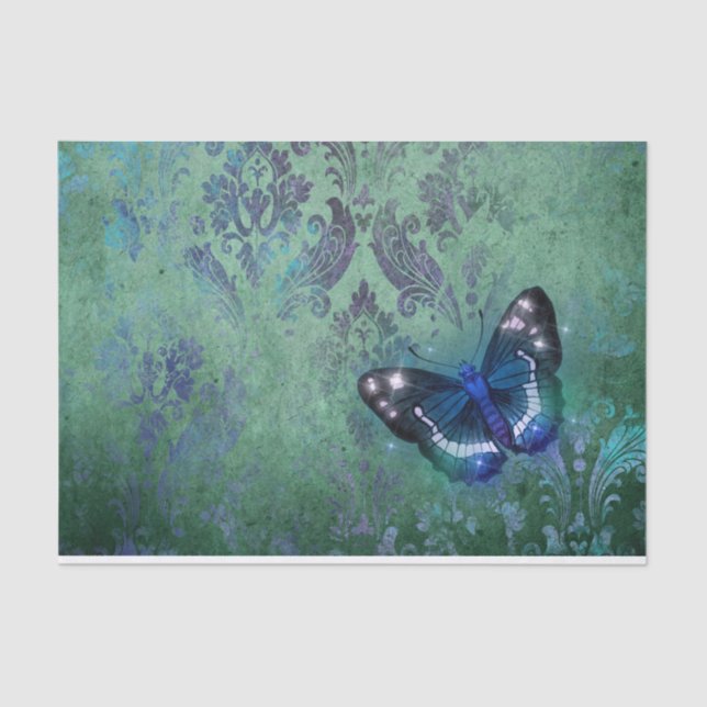 Vintage iridescent Damask Butterfly Tissue Paper (Front)