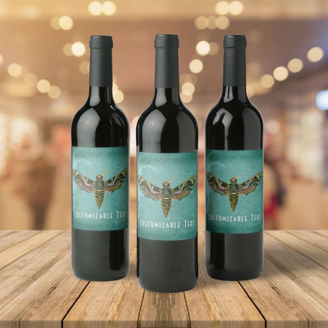Vintage Iridescent Moth Customizable Wine Label (Creator Uploaded)
