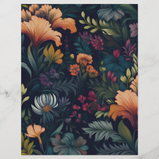 Vintage Iris Floral Pattern Paper Stationary