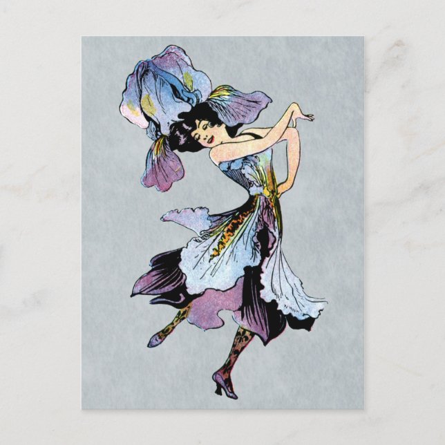 vintage iris flower fairy postcard (Front)