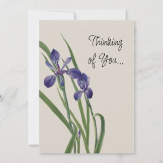 Vintage Iris Flowers Botanical Watercolor Note Card