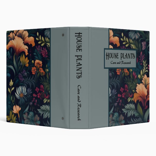 Vintage Iris Pattern House Plant Research Binder (Background)