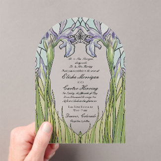 Vintage Iris Stained Glass Effect Wedding  Acrylic Invitations