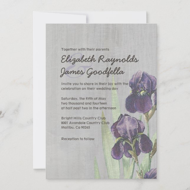 Vintage Iris Wedding Invitations (Front)