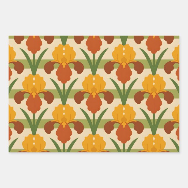 Vintage Iris Wrapping Paper Sheet (Front)