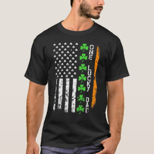 Vintage Irish American Flag One Lucky Dad St Patri T-Shirt