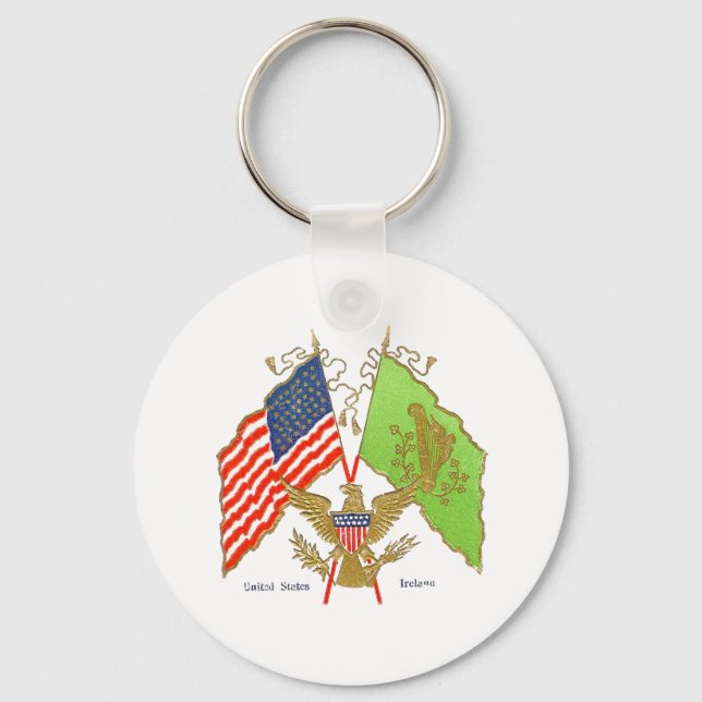 Vintage Irish American Flags Keychain (Front)
