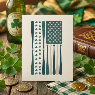 Vintage Irish American Shamrock Flag Art Holiday Card