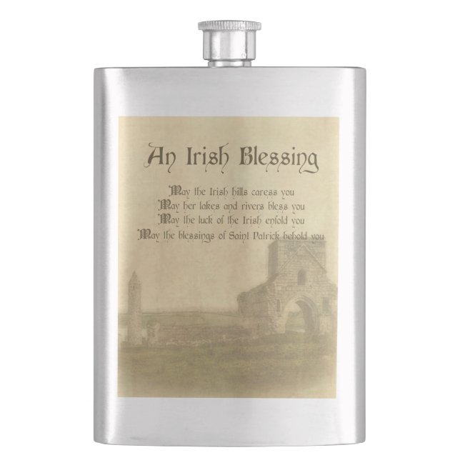 Vintage Irish Blessing Hip Flask (Front)