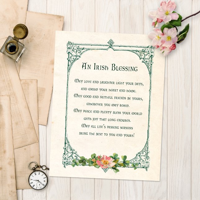 Vintage Irish Blessing w/Shamrocks & Rustic Frame (Creator Uploaded)
